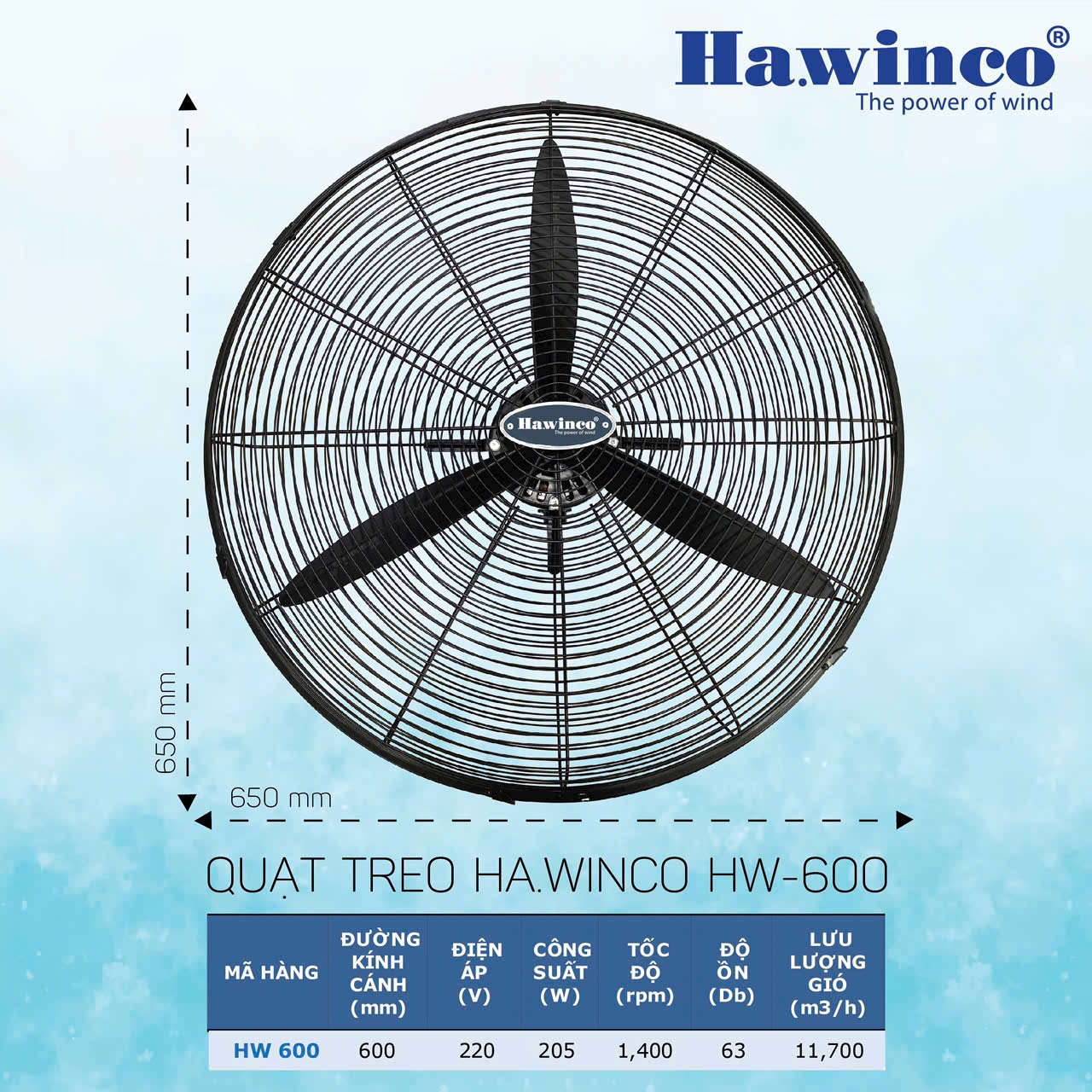 Quạt treo công nghiệp Ha.winco HW 600c