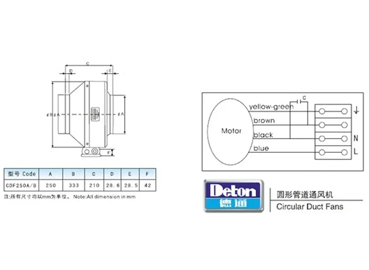 Quạt hút nối ống Deton CDF250B
