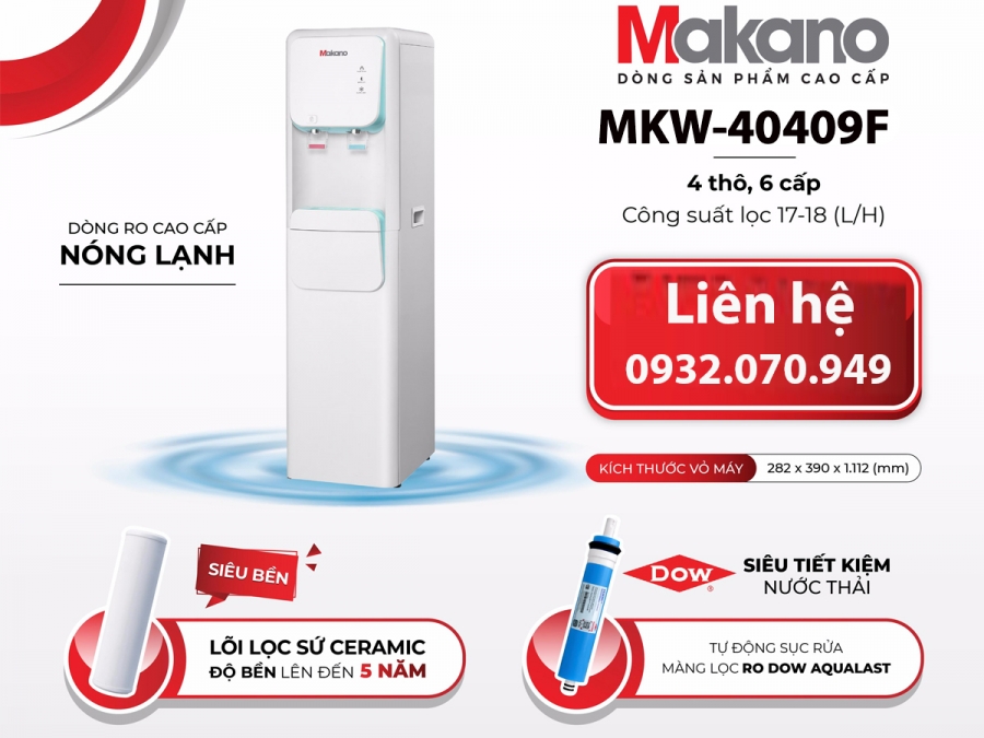 Máy lọc nước RO nóng lạnh cao cấp Makano MKW-40409F