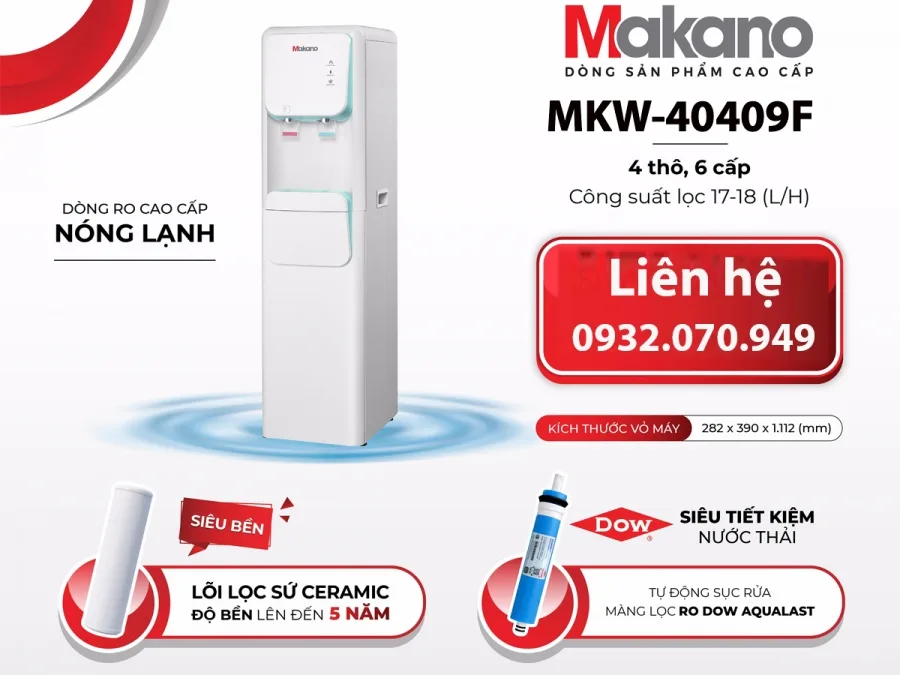Máy lọc nước RO nóng lạnh cao cấp Makano MKW-40409F
