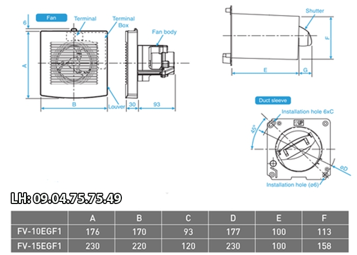 Quạt hút gắn tường Panasonic FV-10EGF1