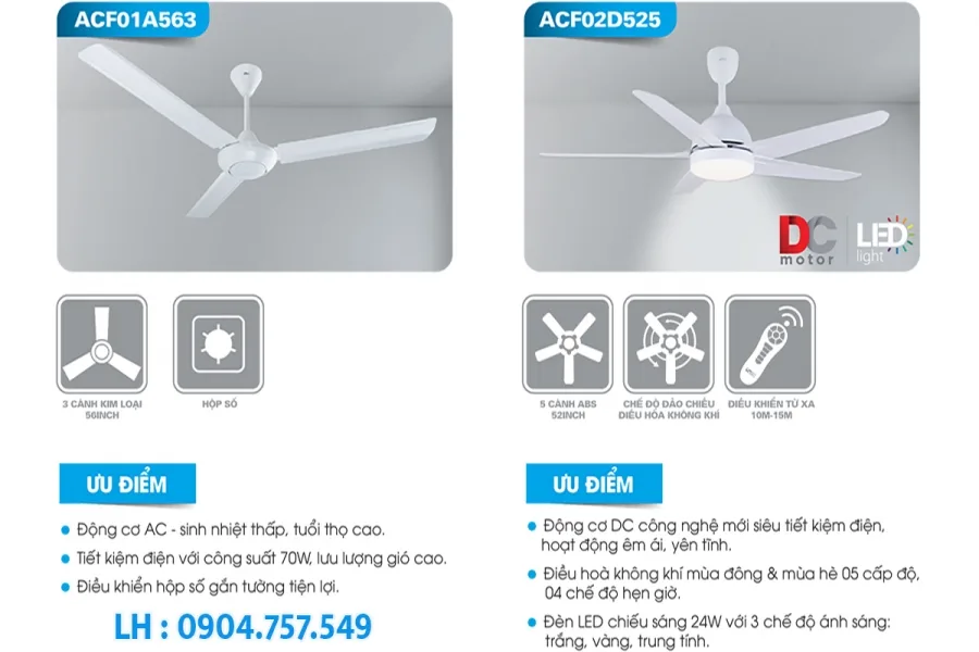 Quạt trần AC 3 cánh ACF01A563