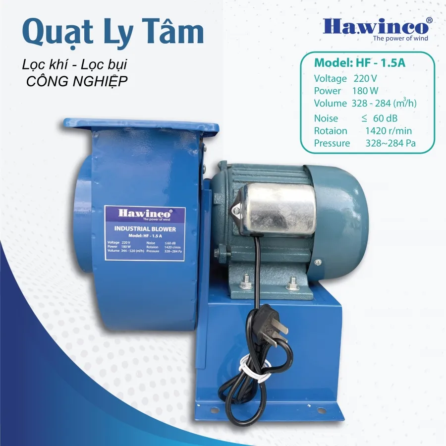 Quạt hút khói bếp ly tâm Ha.winco HF 1.5A 180W