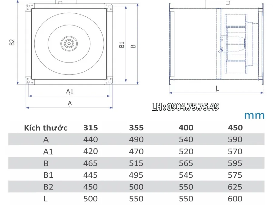Quạt hút nối ống cabinet Vortex VF315-SI