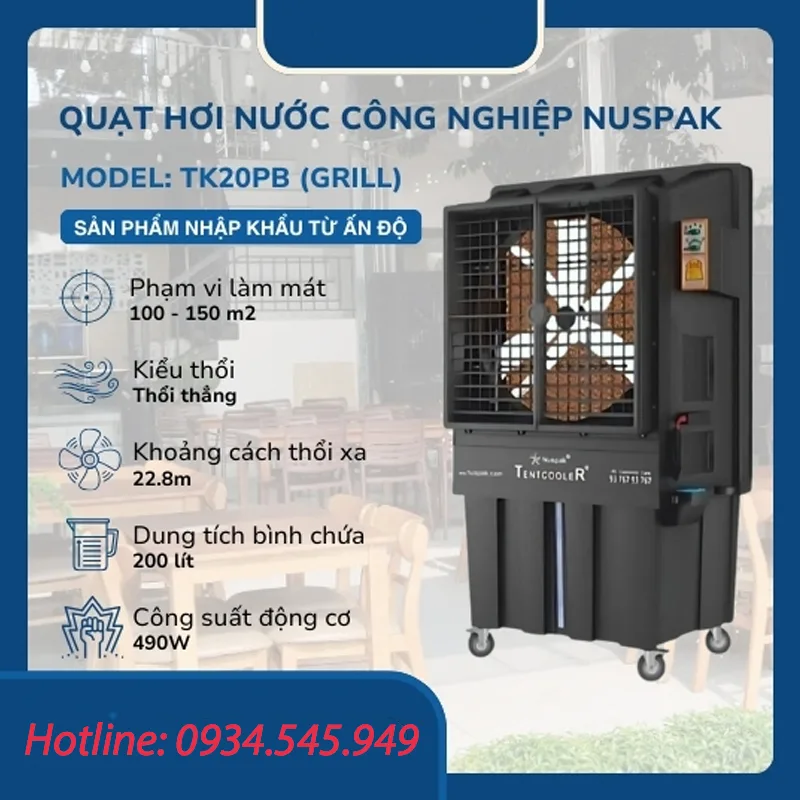 Máy làm mát hơi nước Nuspak TK20PB (490W) thổi thẳng