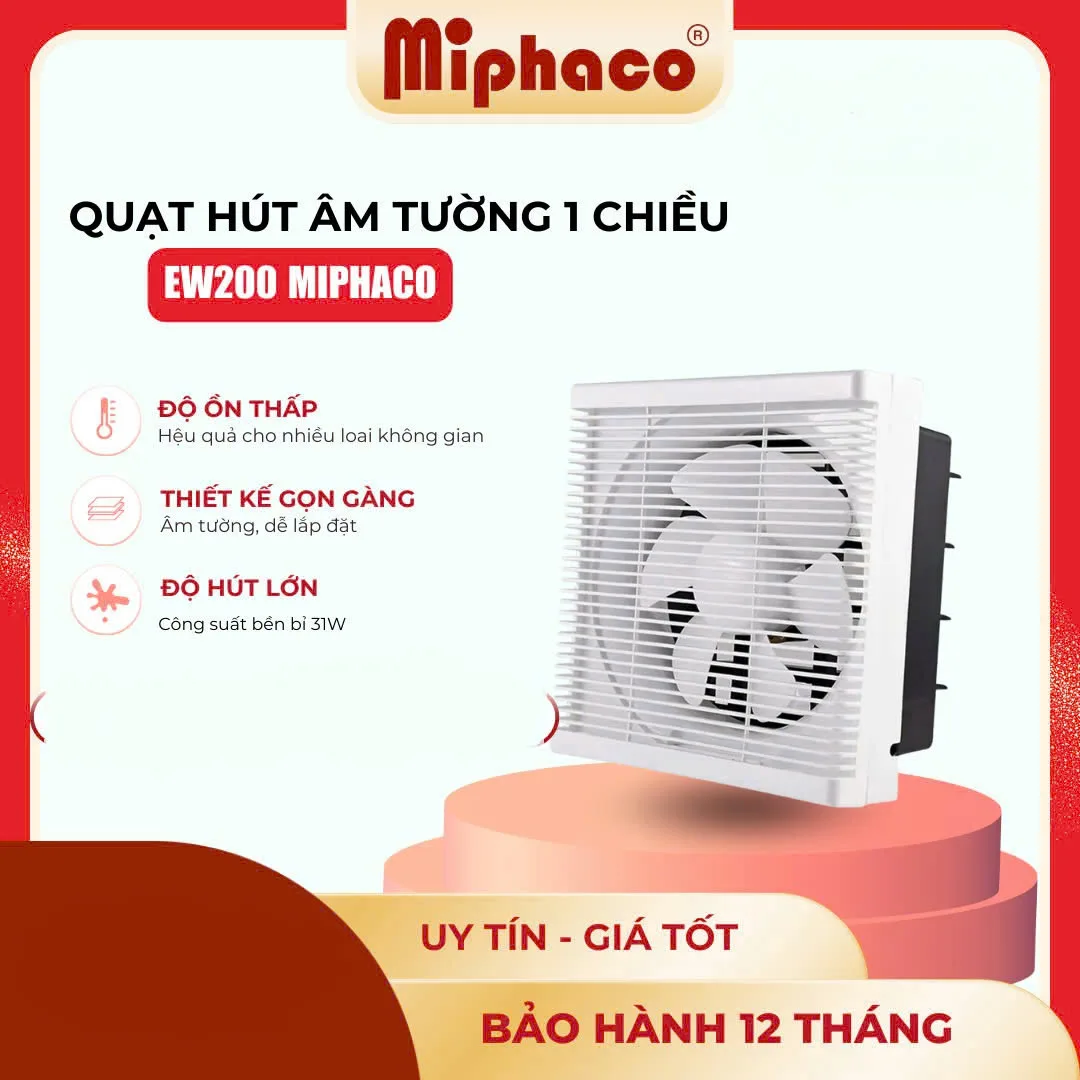 Quạt hút âm tường 1 chiều Miphaco EW-200
