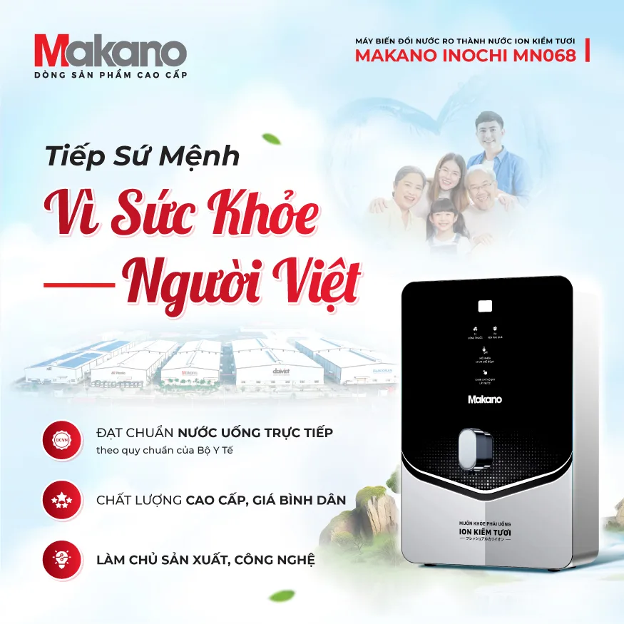 Máy biến đổi nước RO thành nước ion kiềm tươi Makano MN068