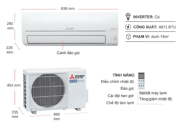 Máy lạnh Mitsubishi Electric Inverter 1 HP MSY-JW25VF