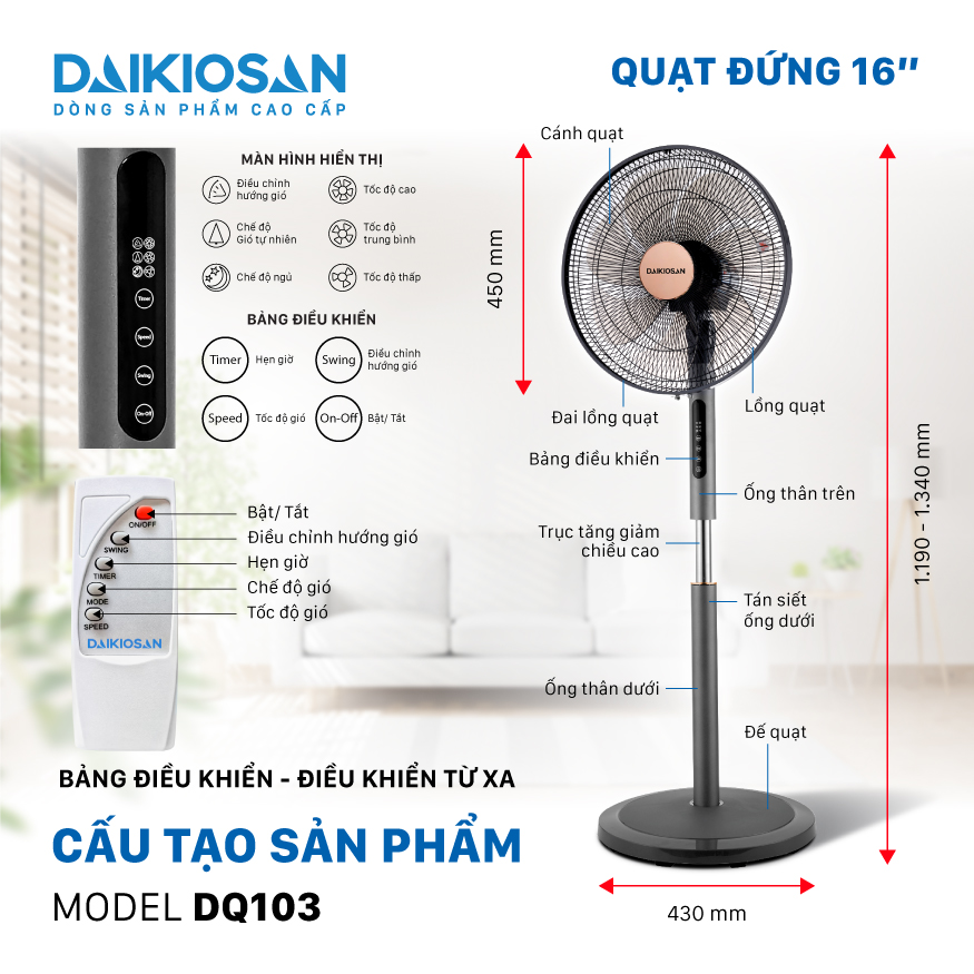 Quạt đứng Daikiosan DQ103