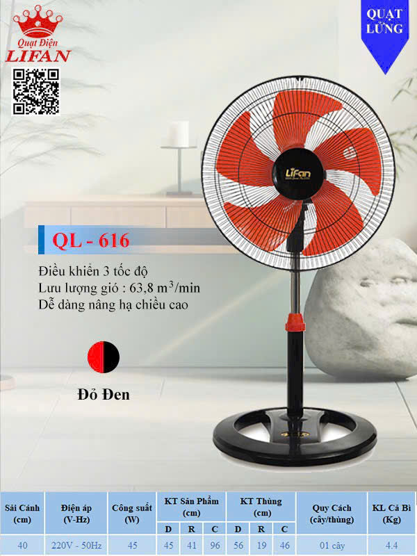 Quạt Đứng Lửng Lifan QL-616