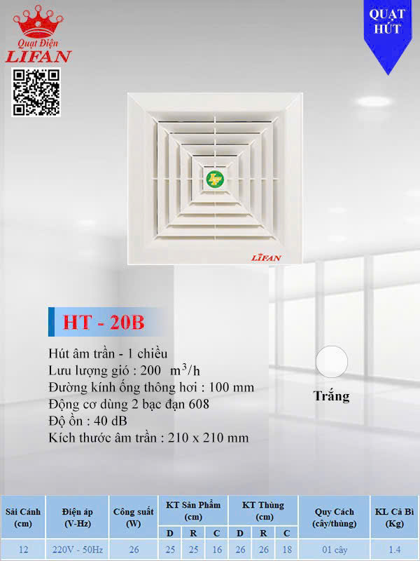 Quạt hút âm trần Lifan HT-20B
