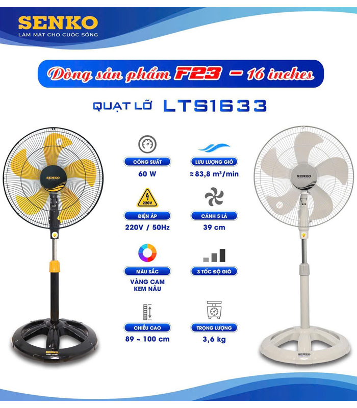 Quạt lửng Senko LTS1633
