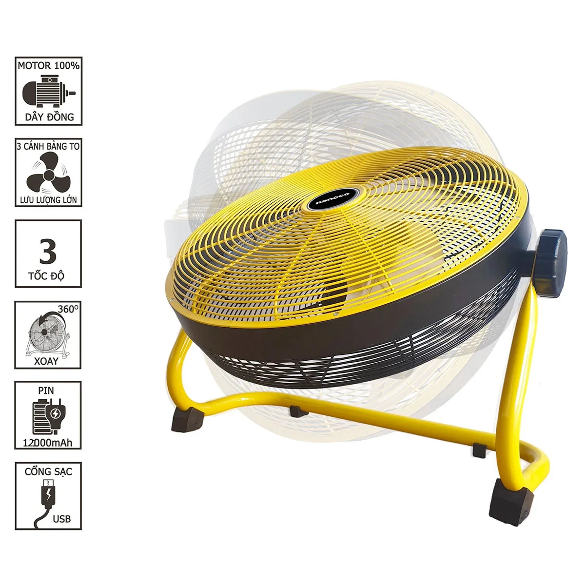 Quạt sạc Nanoco NRF1640L
