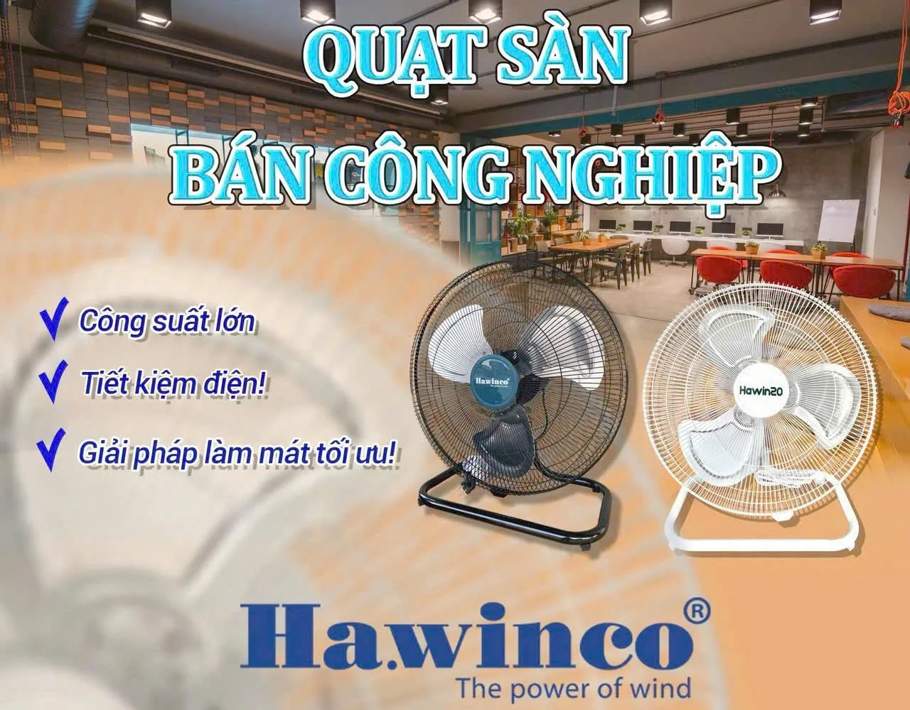 Quạt sàn chân quỳ công nghiệp Ha.winco HF20-45SM