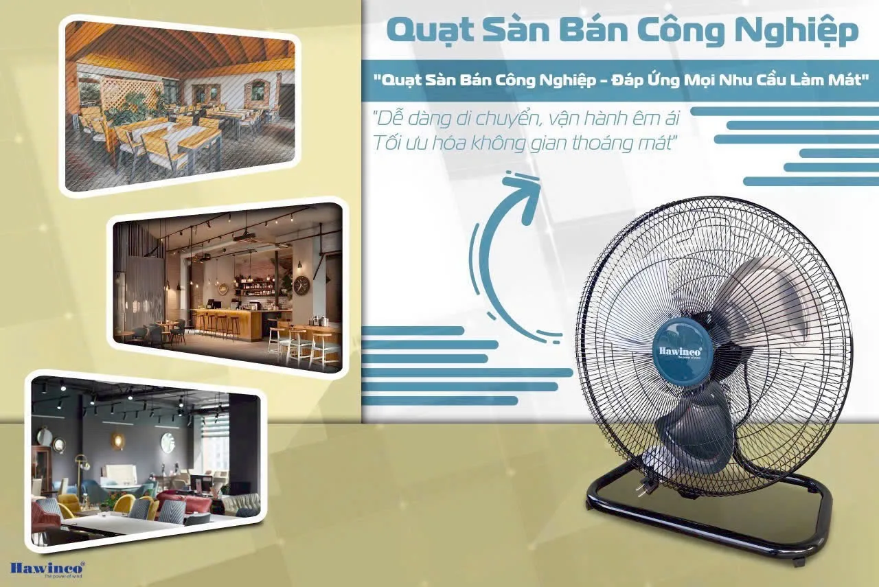 Quạt sàn chân quỳ công nghiệp Ha.winco HF20-50SM