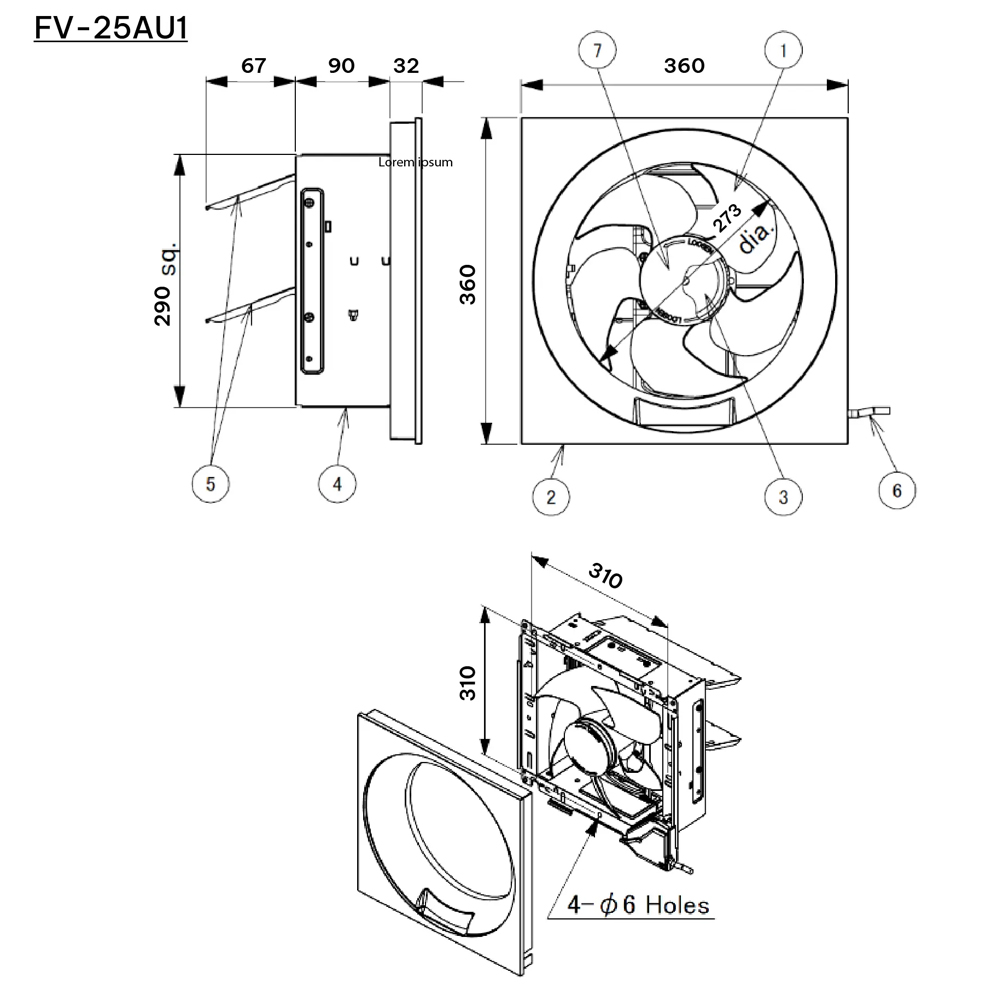 Quạt Thông Gió Gắn Tường Panasonic FV-25AU1
