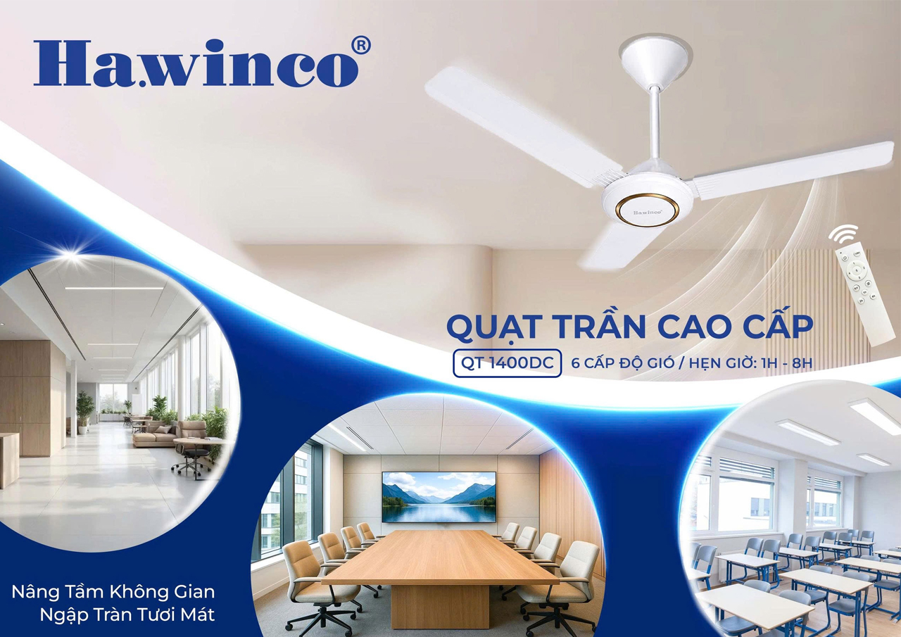 Quạt trần 3 cánh Ha.winco QT1400DC
