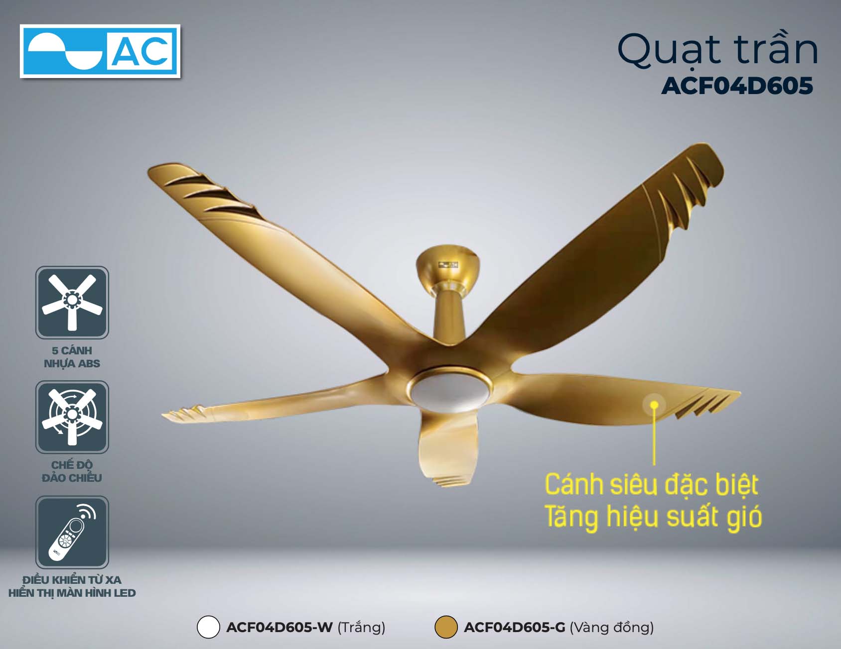Quạt trần 5 cánh AC ACF04D605