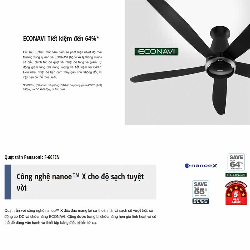 Quạt trần 5 cánh Panasonic F-60FEN