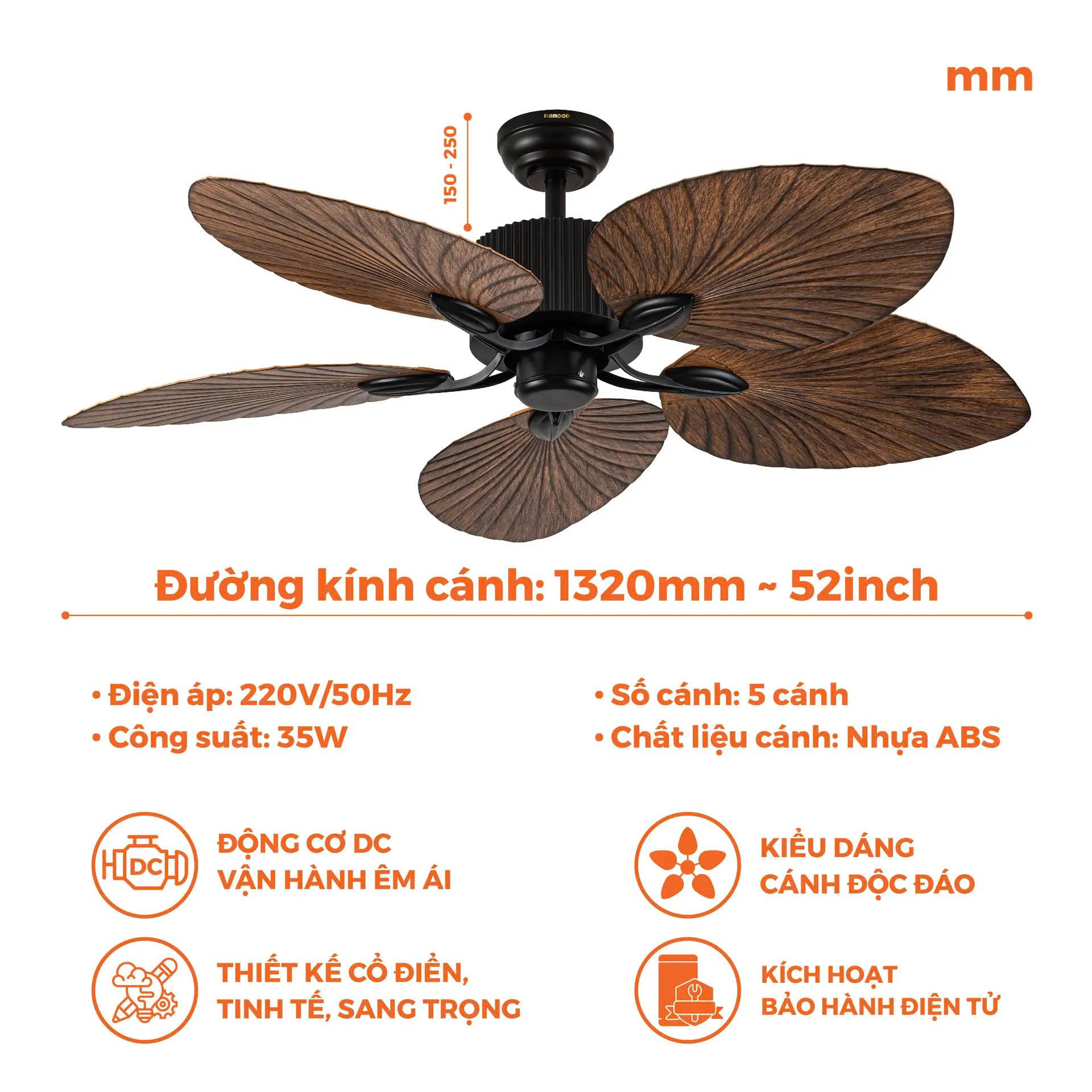 Quạt trần 5 cánh Nanoco NCFD5251