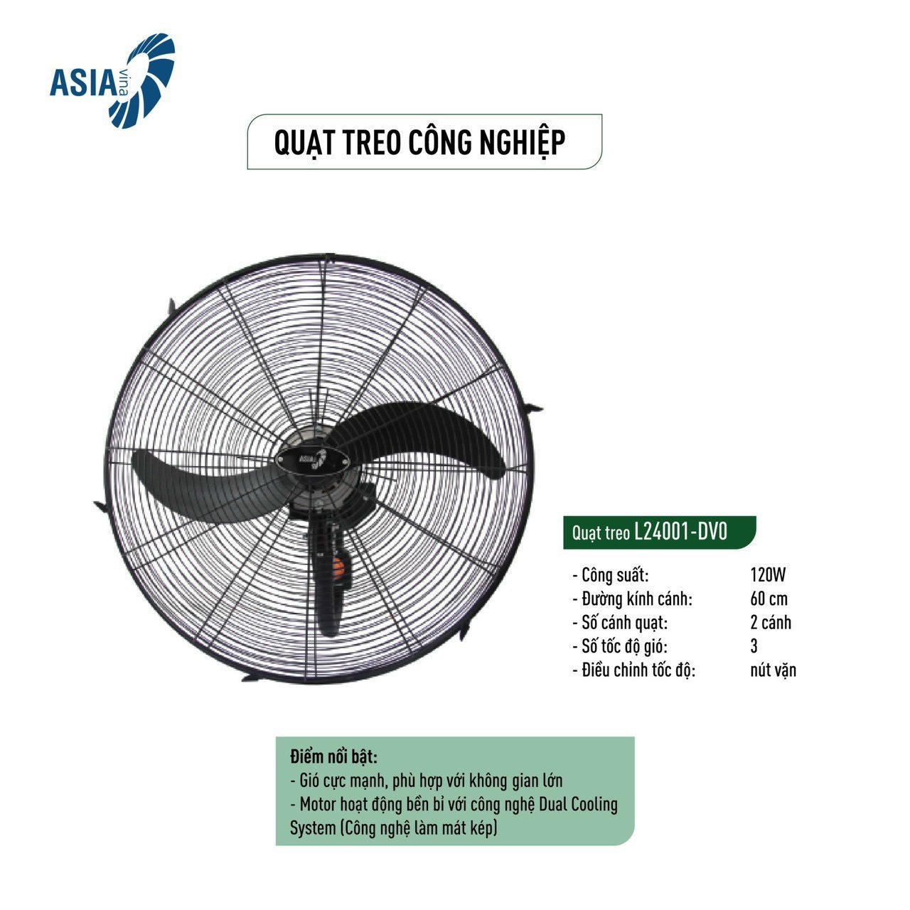 Quạt Treo Công Nghiệp Asia L24001