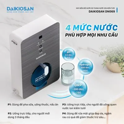 Máy biến đổi nước RO thành nước Ion kiềm tươi từ trường Daikiosan DN069