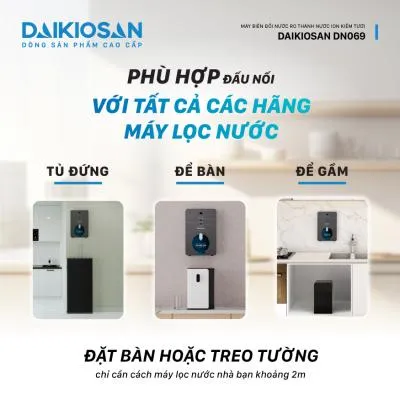 Máy biến đổi nước RO thành nước Ion kiềm tươi từ trường Daikiosan DN069