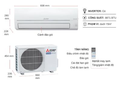 Máy lạnh Mitsubishi Electric Inverter 1 HP MSY-JW25VF