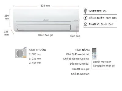Máy lạnh Mitsubishi Electric Inverter 1HP MSY-JP25VF