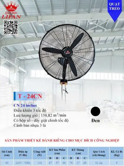 Quạt công nghiệp treo tường Lifan T-24CN
