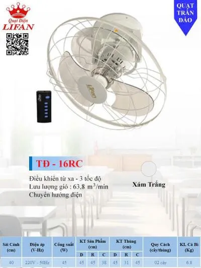 Quạt đảo trần Lifan TĐ-16RC