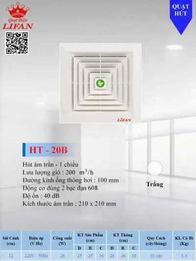 Quạt hút âm trần Lifan HT-20B