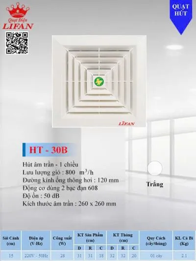 Quạt hút âm trần Lifan HT-30B