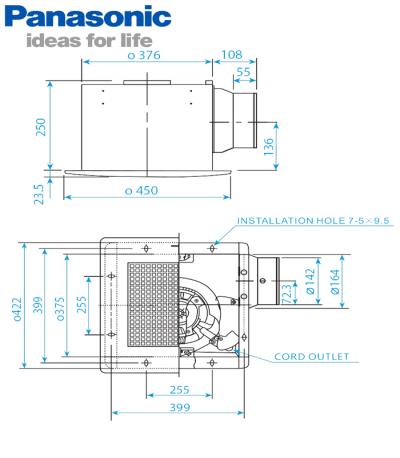 Quạt hút gắn trần Panasonic 02 cấp độ FV-38CH8