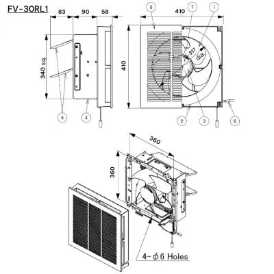 Quạt hút gắn tường 2 chiều Panasonic FV-30RL1