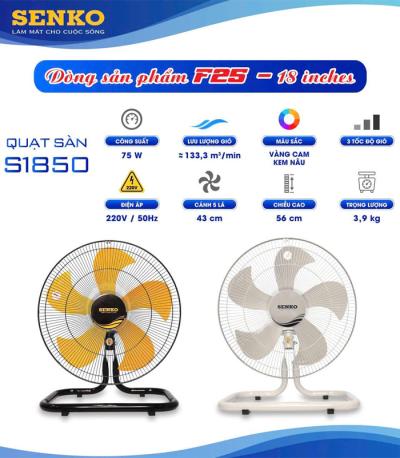 Quạt sàn chân quỳ Senko S1850