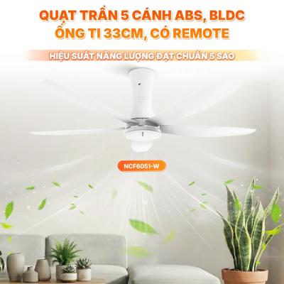 Quạt trần 5 cánh Nanoco NCF6051-W
