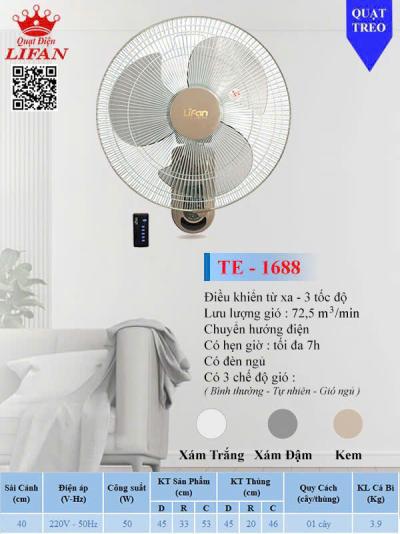 Quạt treo tường Lifan TE1688 (có điều khiển)