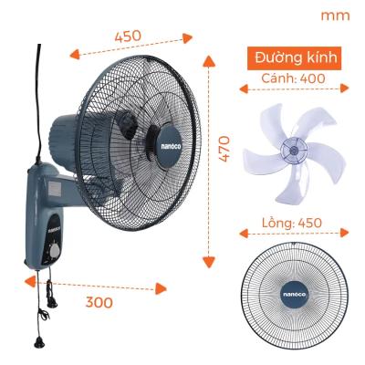Quạt treo tường Nanoco NWF1604G
