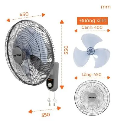 Quạt treo tường Nanoco NWF1611