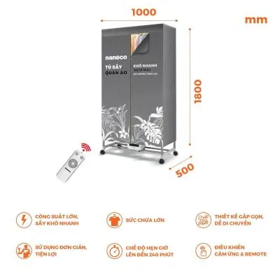 Tủ sấy quần áo Nanoco NCD2024RC