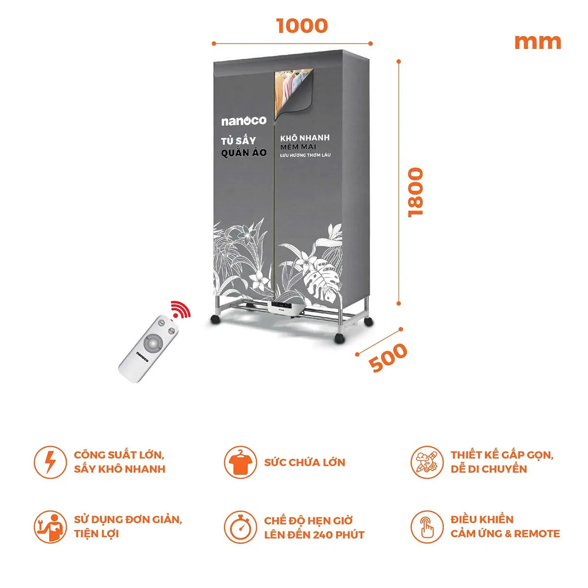 Tủ sấy quần áo Nanoco NCD2024RC