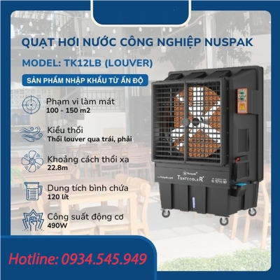 Máy làm mát hơi nước Nuspak TK12LB (490W) có đảo gió